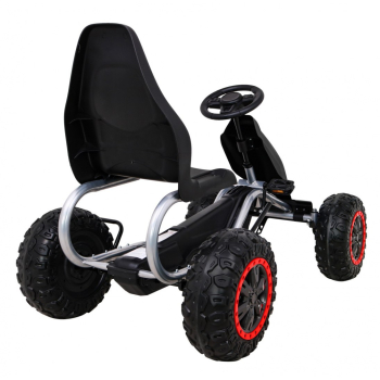 Duży Gokart Strong na pedały dla dzieci Czarny + Obciążenie 100 kg + Koła EVA + Hamulec ręczny + Sportowy fotel